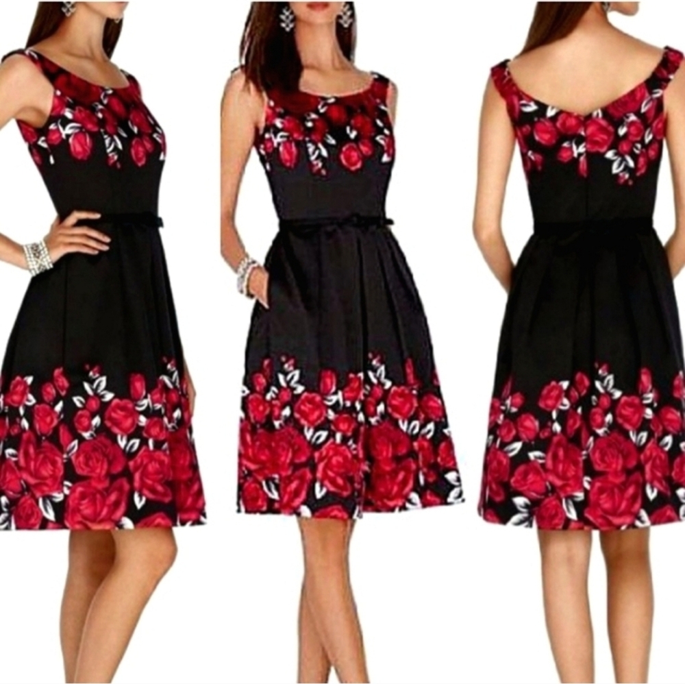 WHBM Red Roses Evening Dress